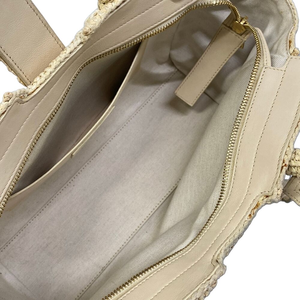 Saint Laurent PARIS Baby Downtown Cavas Handbag 436834 Beige Cream Raffia - Picture 7 of 15